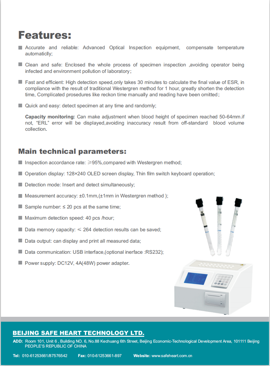 Erythrocyte Sedimentation Rate analyser